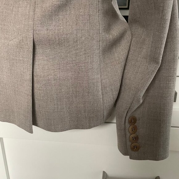 classiques entier Double Breasted Notch Collar Poly Blend Lined Jacket Tan Sz 4 - Picture 5 of 10